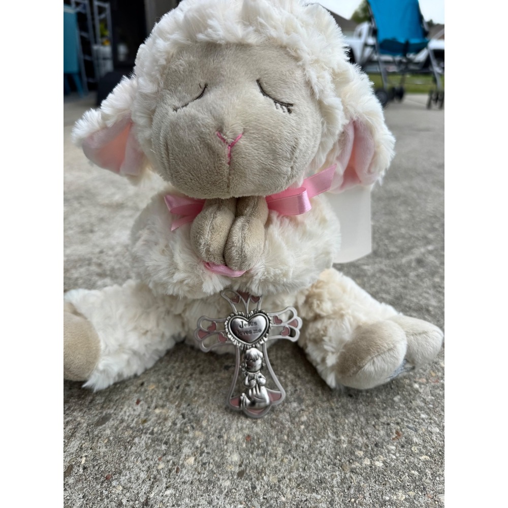 Ganz serenity lamb plush with crib cross cream praying sheep stuffed animal new
